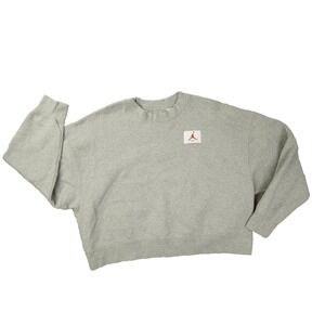 Air Jordan Flight Fleece Crewneck Sweatshirt Womens XL Gray CV7783-063 Cropped
